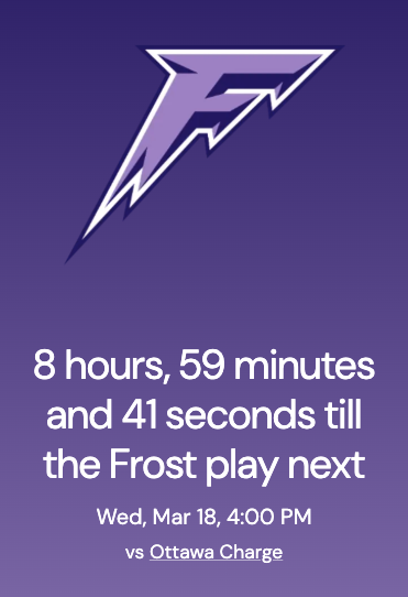 Screenshot of Minnesota Frost countdown in action.
